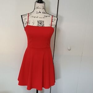 Red Pleated Fit and Flare Cocktail Dress